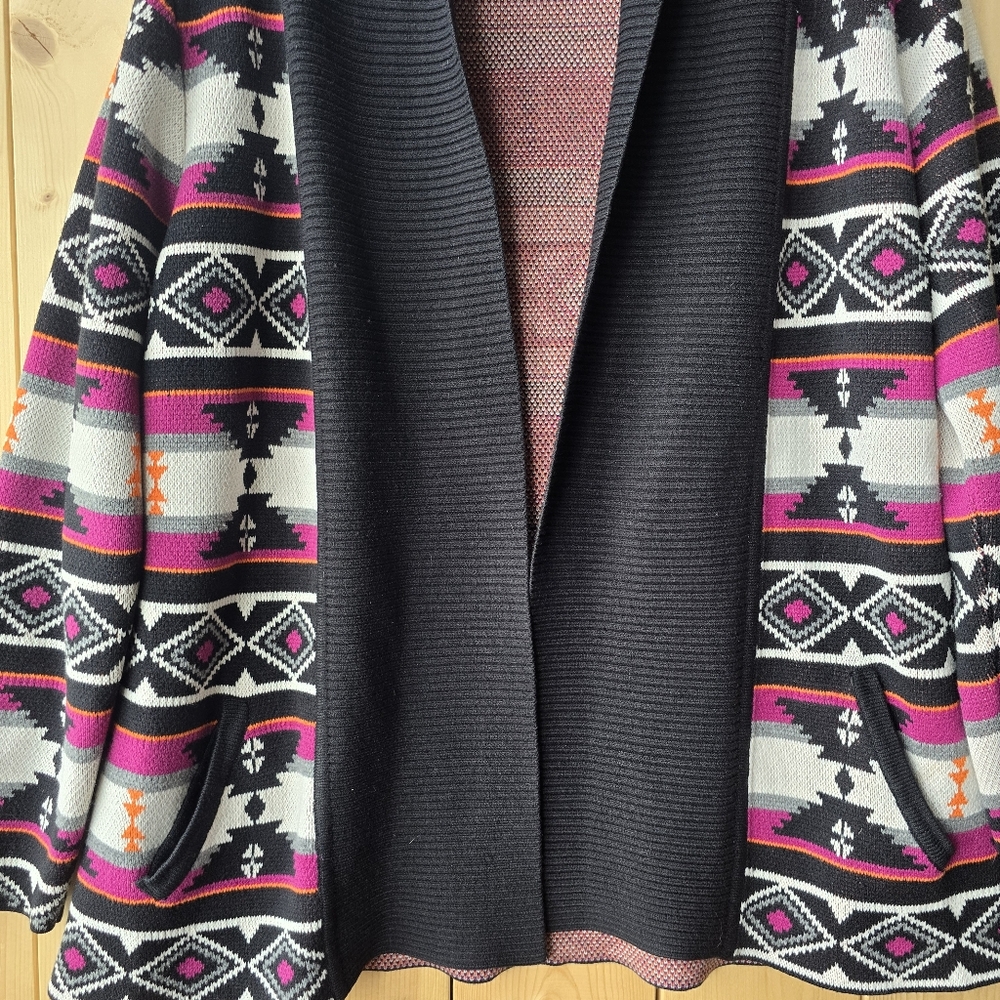 Twik Tribal Aztec Print Open Long Cardigan Sweater L/XL - Picture 3 of 9